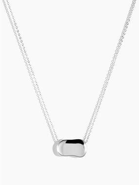 Sterling Silver Bean Pendant Necklace - Silver